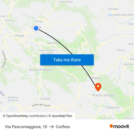 Via Pescomaggiore, 10 to Corfinio map