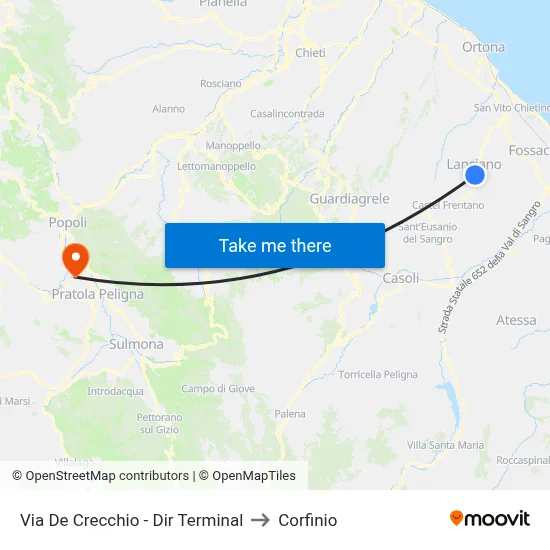 Via De Crecchio - Terminal Direction to Corfinio map