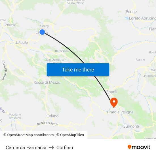 Camarda Farmacia to Corfinio map