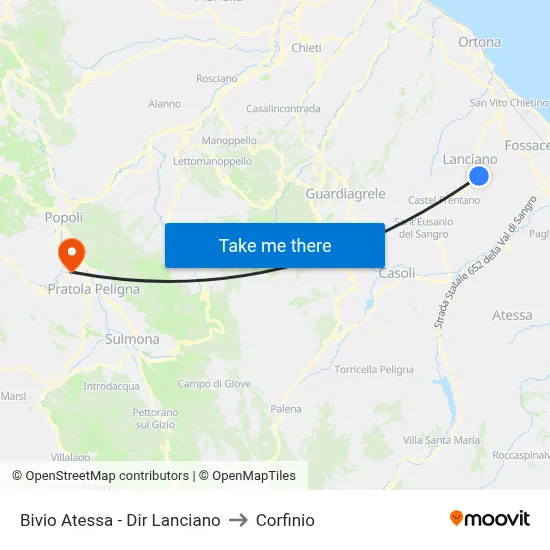 Atessa Junction - Towards Lanciano to Corfinio map