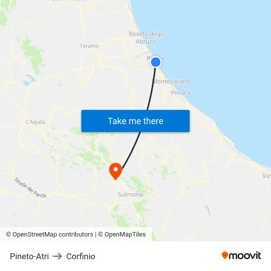 Pineto-Atri to Corfinio map