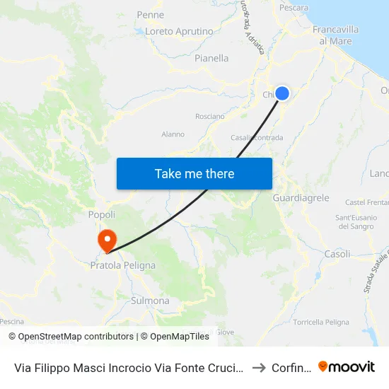 Via Filippo Masci Intersection Via Fonte Cruciani to Corfinio map
