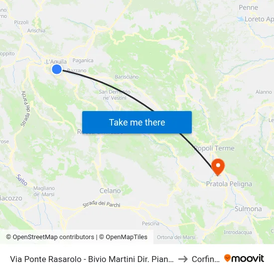 Via Ponte Rasarolo - Martini Junction Dir. Pianola to Corfinio map