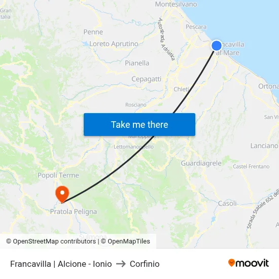 Francavilla | Alcione - Ionio to Corfinio map