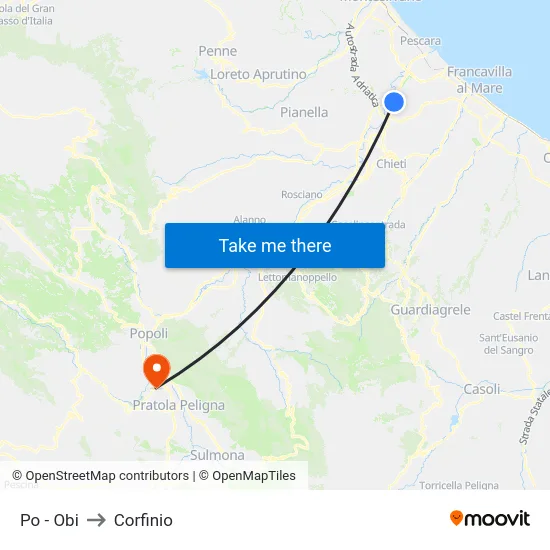 Po - Obi to Corfinio map