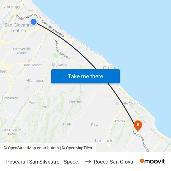 Pescara | San Silvestro - Specchioli to Rocca San Giovanni map