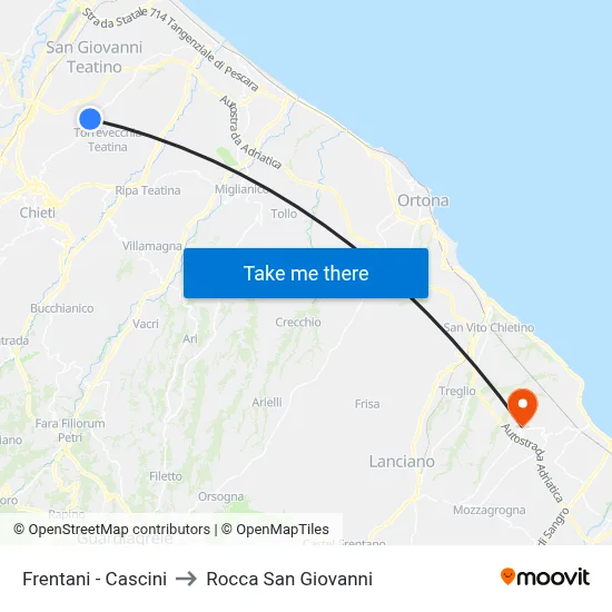 Frentani - Cascini to Rocca San Giovanni map