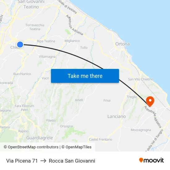 71 Picena Street to Rocca San Giovanni map