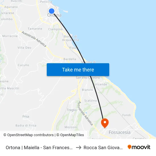 Ortona | Maiella - San Francesco to Rocca San Giovanni map