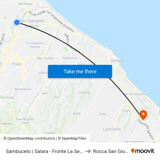 Sambuceto | Salara - Fronte La Selva Pesca to Rocca San Giovanni map