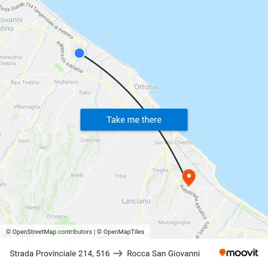 Provincial Road 214, 516 to Rocca San Giovanni map