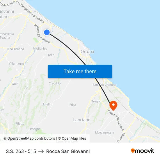 S.S. 263 - 515 to Rocca San Giovanni map
