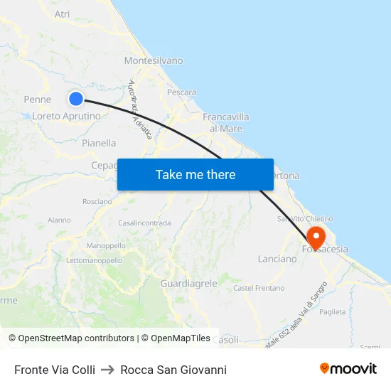 Opposite Colli Street to Rocca San Giovanni map