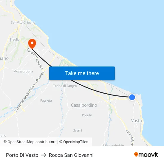 Port of Vasto to Rocca San Giovanni map
