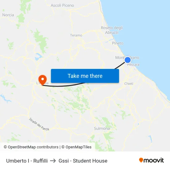 Umberto I - Ruffilli to GSSI - Student House map