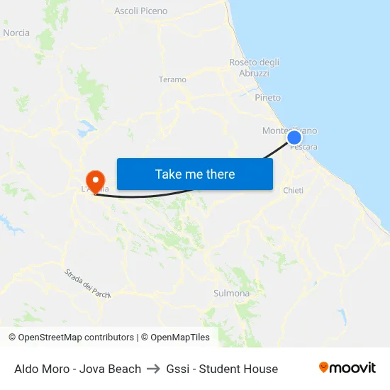 Aldo Moro - Jova Beach to GSSI - Student House map