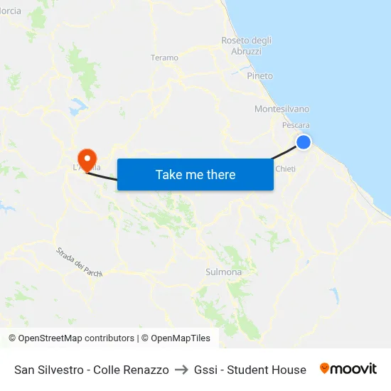 San Silvestro - Colle Renazzo to GSSI - Student House map