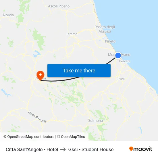Città Sant'Angelo - Hotel to GSSI - Student House map
