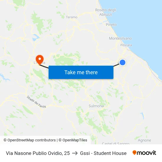 Via Publius Ovid Naso, 25 to GSSI - Student House map