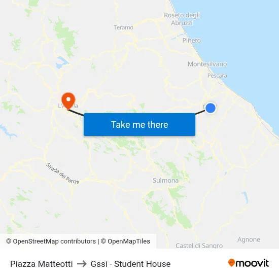 Matteotti Square to GSSI - Student House map
