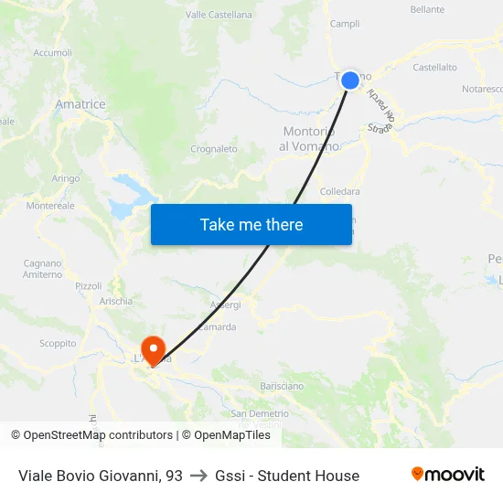 Giovanni Bovio Avenue, 93 to GSSI - Student House map
