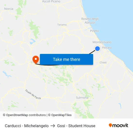 Carducci - Michelangelo to GSSI - Student House map