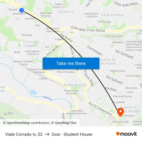 Corrado IV Avenue, 52 to GSSI - Student House map