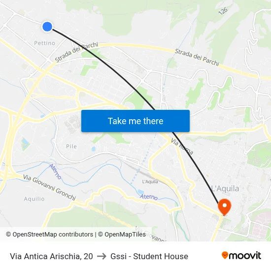 Via Antica Arischia, 20 to GSSI - Student House map