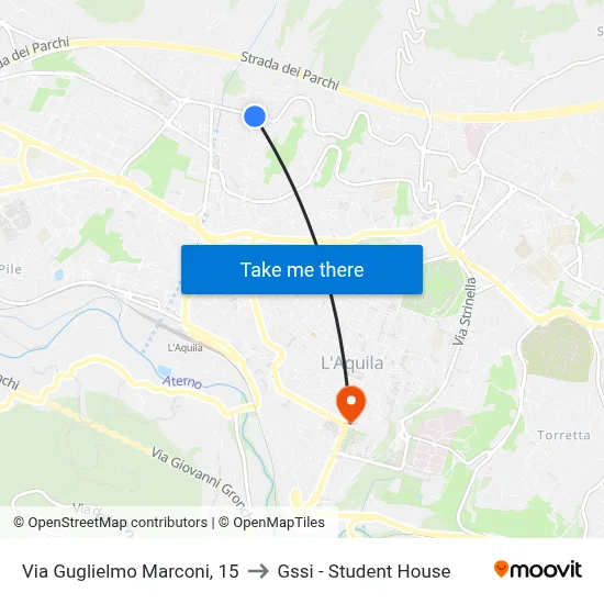 15 Guglielmo Marconi Street to GSSI - Student House map