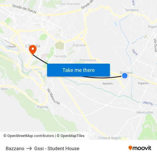 Bazzano to GSSI - Student House map