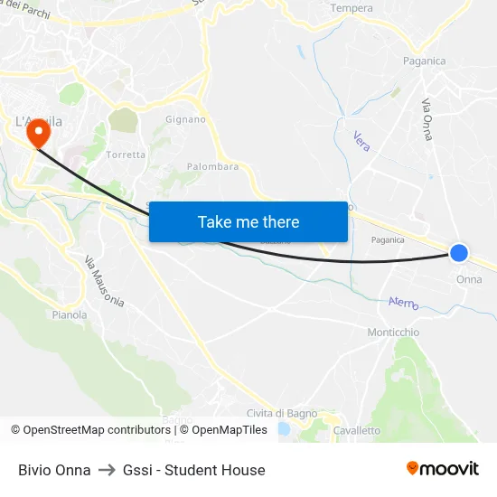 Onna Junction to GSSI - Student House map