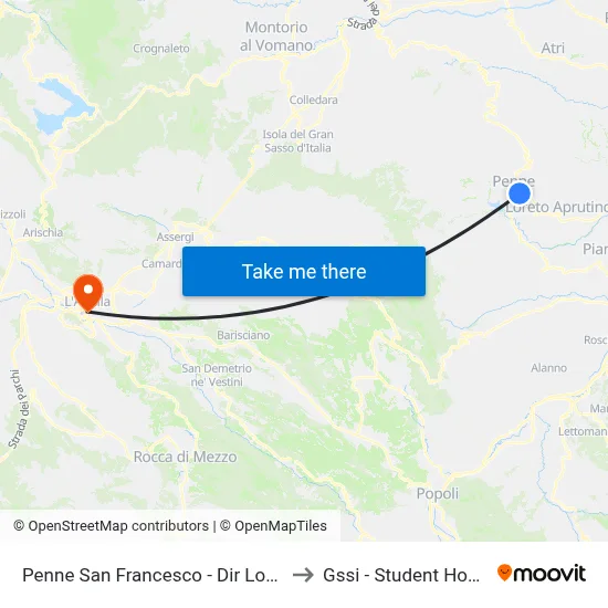 Penne San Francesco - Loreto Direction to GSSI - Student House map
