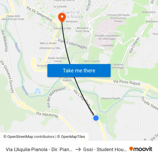 L'Aquila-Pianola Road - Pianola Direction to GSSI - Student House map