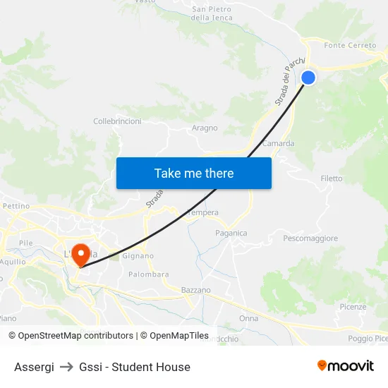 Assergi to GSSI - Student House map