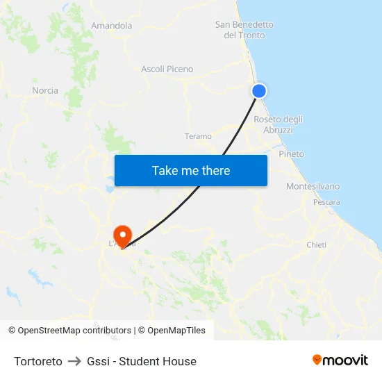 Tortoreto to GSSI - Student House map