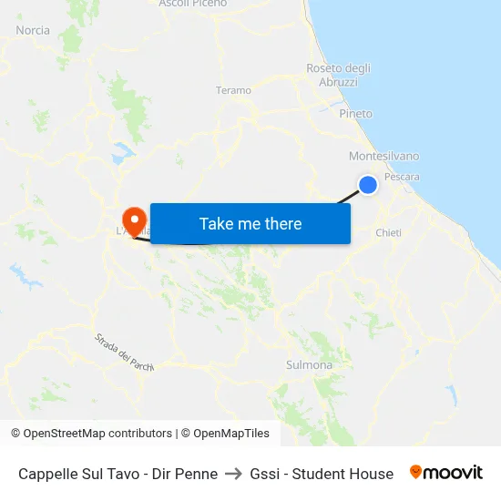 Cappelle Sul Tavo - Penne Direction to GSSI - Student House map