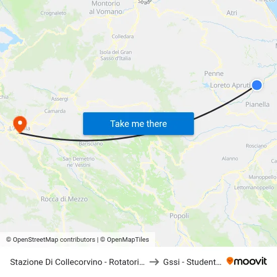 Collecorvino Station - Roundabout Dir. Pescara to GSSI - Student House map