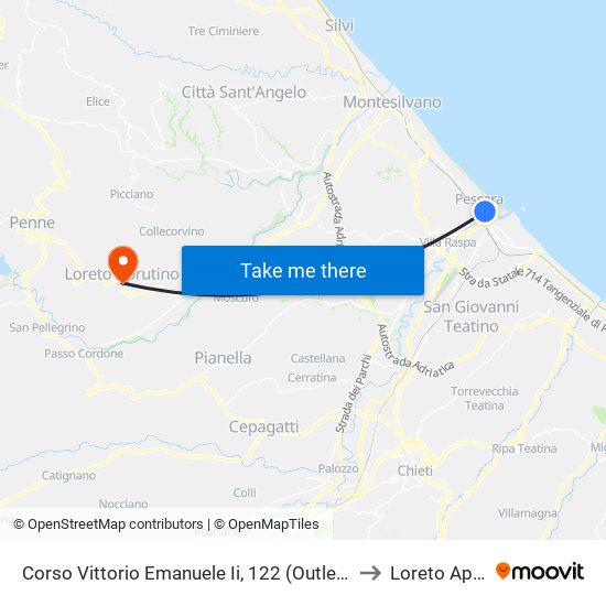 Corso Vittorio Emanuele Ii, 122 (Outlet Del Kasalingo) to Loreto Aprutino map