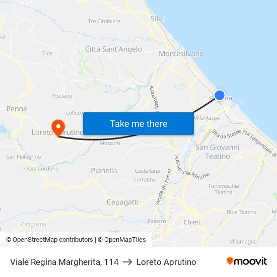 Viale Regina Margherita, 114 to Loreto Aprutino map