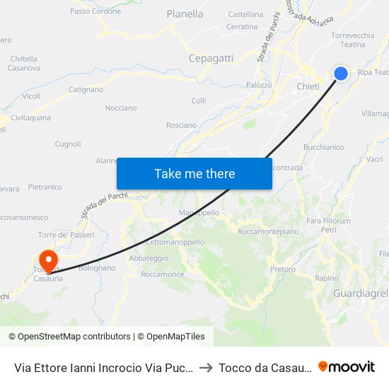 Via Ettore Ianni Incrocio Via Puccini to Tocco da Casauria map