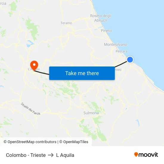Colombo - Trieste to L Aquila map