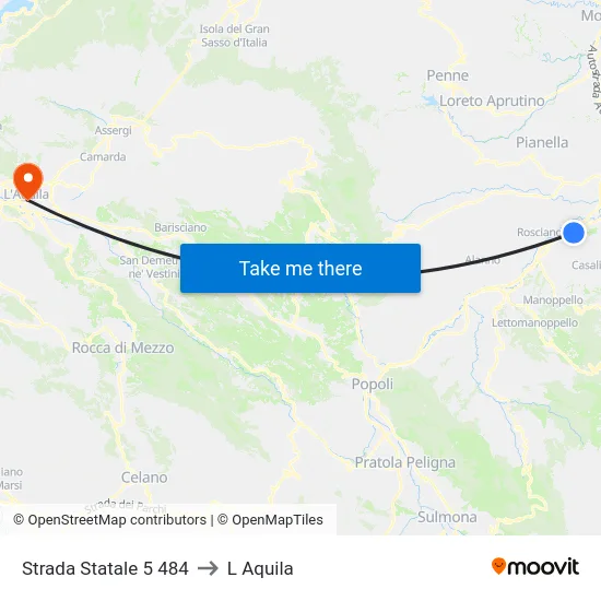Strada Statale 5  484 to L Aquila map