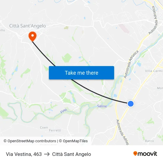 Vestina - Caboto to Città Sant Angelo map