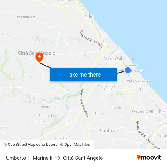 Umberto I - Molise to Città Sant Angelo map