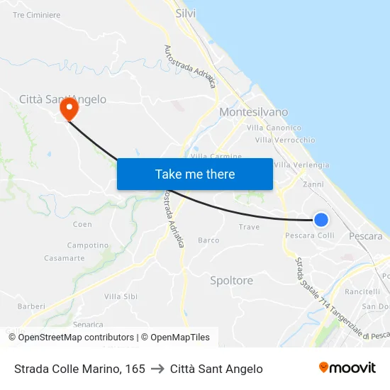 Strada Colle Marino, 165 to Città Sant Angelo map