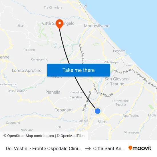 Dei Vestini - Fronte Ospedale Clinicizzato to Città Sant Angelo map