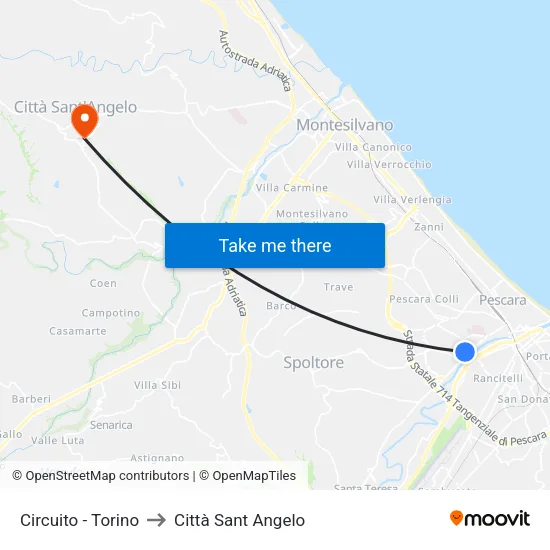 Circuito - Torino to Città Sant Angelo map
