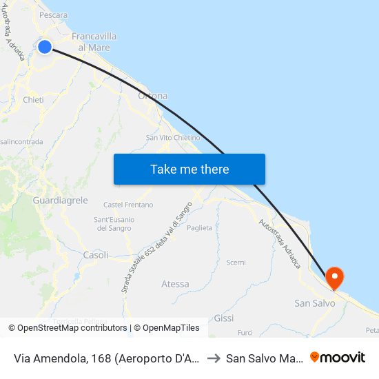 Via Amendola (Aeroporto) to San Salvo Marina map