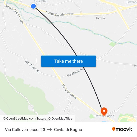 Via Collevernesco, 23 to Civita di Bagno map