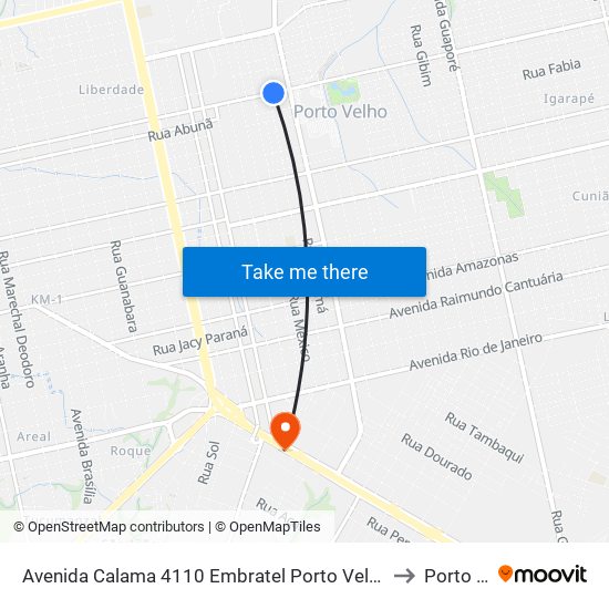 Avenida Calama 4110 Embratel Porto Velho - Ro 78905-230 Brasil to Porto Velho map
